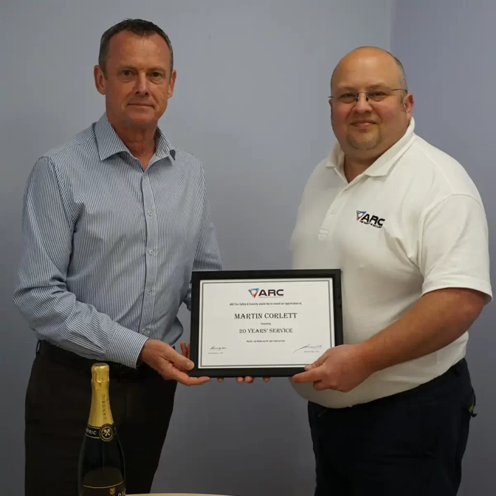 Office Manager, Martin Corlett for completing 20 years