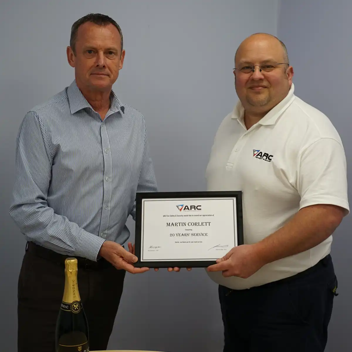 Office Manager, Martin Corlett for completing 20 years