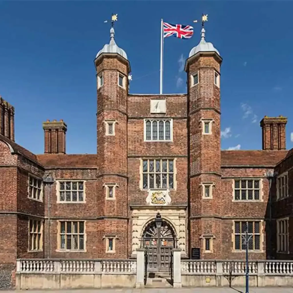 A secured building school, office, hospital or historic cathedral.